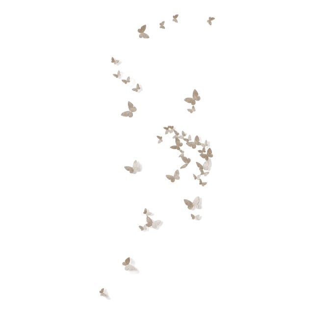 Aged Silver Butterfly Wall Sculpture Vertical Flight Right For Sale