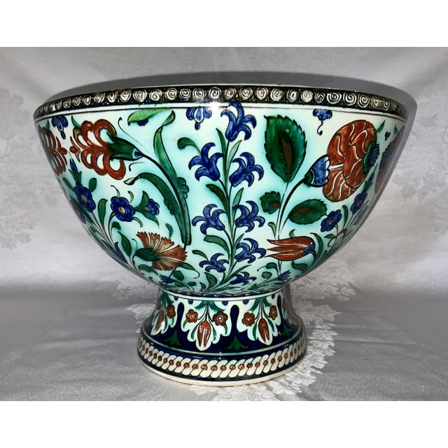 Cantagalli Large Cantagalli Iznik Style Footed Bowl / 19th Century, Italy For Sale - Image 4 of 12