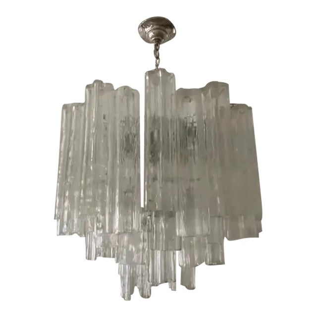 1960s Large Murano Glass Tronchi Chandelier For Sale