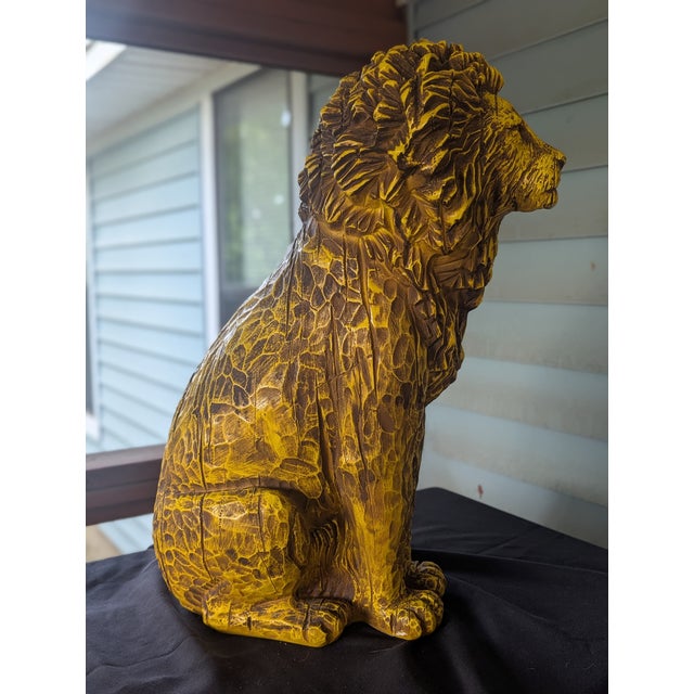 1960s Hollywood Regency Style Gold Lion Sculpture Resin For Sale - Image 4 of 5