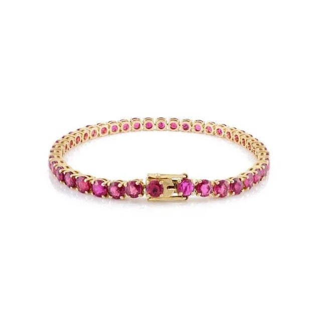 13.03 Ctw Natural Round Cut Ruby Tennis Bracelet for Women For Sale - Image 4 of 10