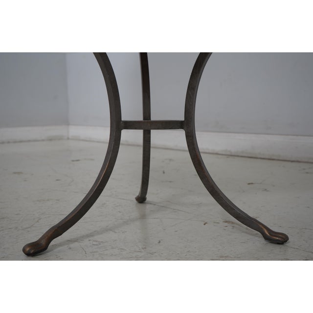 Brown Pair Century Round Marble Top Iron Base Lamp Tables For Sale - Image 8 of 18