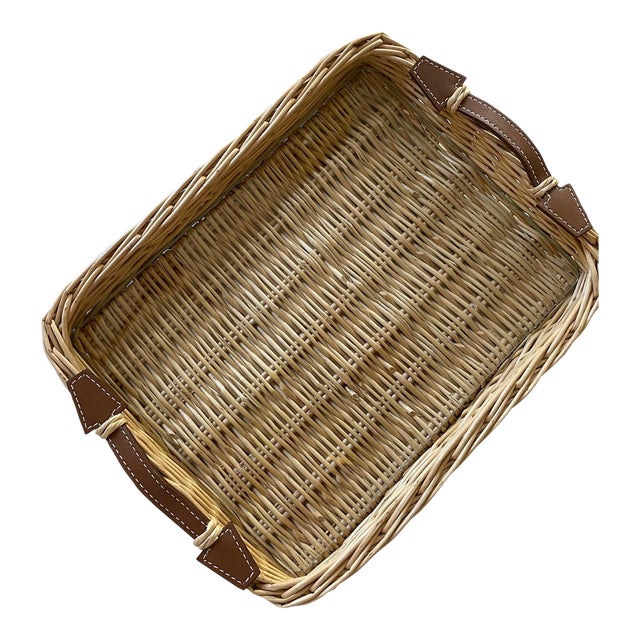 Large Rectangular Brown Osier Tray For Sale