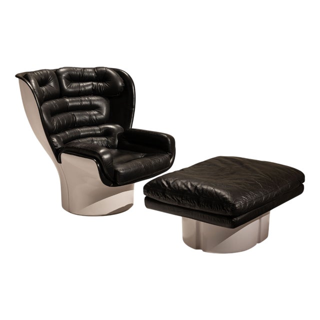 Set of Elda Chair and Ottoman by Joe Colombo for Comfort, Italy, 1970s, Set of 2 For Sale