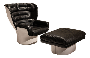Set of Elda Chair and Ottoman by Joe Colombo for Comfort, Italy, 1970s, Set of 2