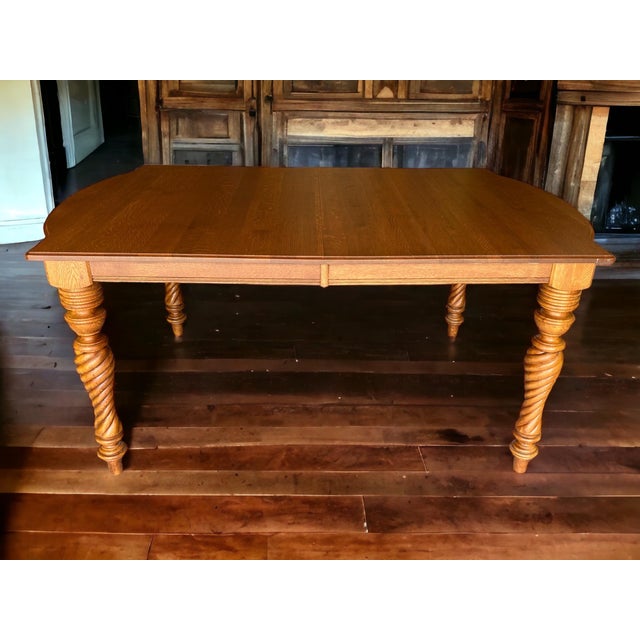 1990s Richardson Brothers Solid Oak Dining Table With Extensions