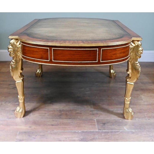 Regency Revival Gilt Mahogany Writing Table, 1880 For Sale - Image 10 of 12