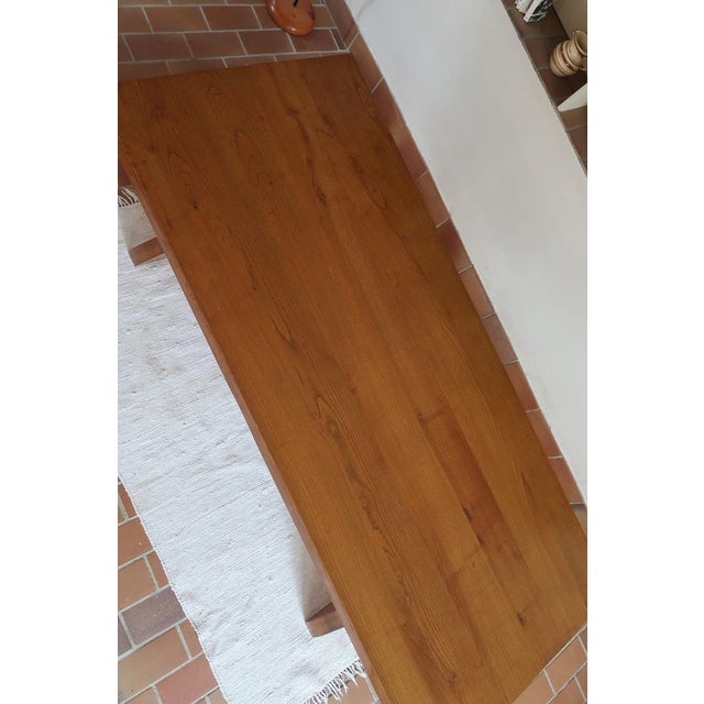 French Brutalist Dining Table in Wood with Sculpted Sledge Base, 1960s For Sale - Image 10 of 13