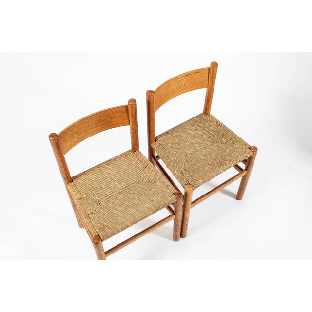 Mid Century Dutch Oak Wood and Rush Chairs by Johan Van Heuvel For Sale - Image 10 of 14
