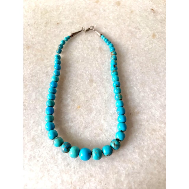 Native American Vintage Native American Turquoise Beaded Necklace For Sale - Image 3 of 4