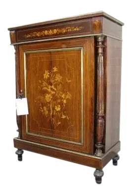 French Rosewood Marquetry Inlaid Narrow Cabinet