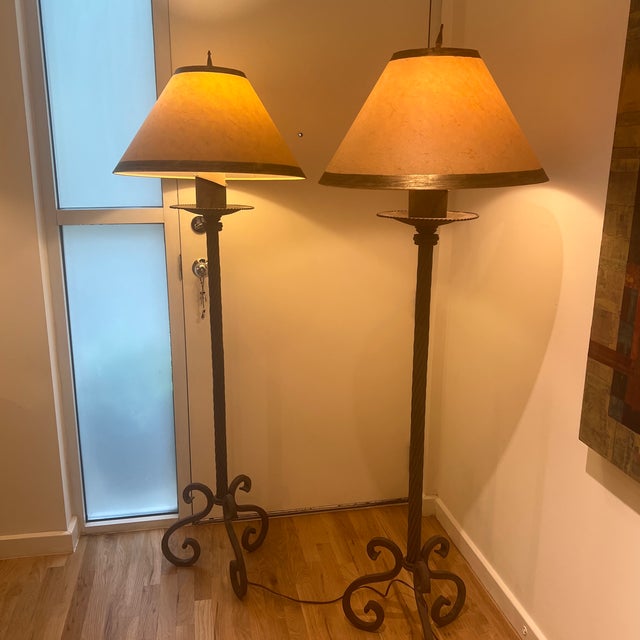 Coffee Pair of Formations Usa Heavy Iron Floor Lamps For Sale - Image 8 of 12