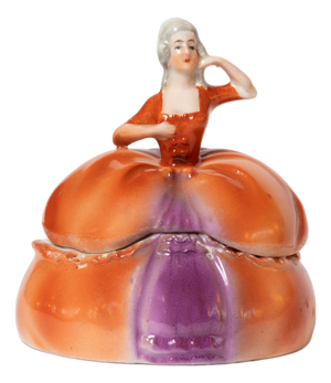 Art Deco Madame Pompadour Powder Box in Porcelain, 1929