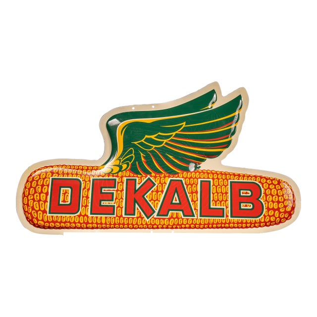 Vintage Nos DeKalb Winged Corn Advertising Sign For Sale