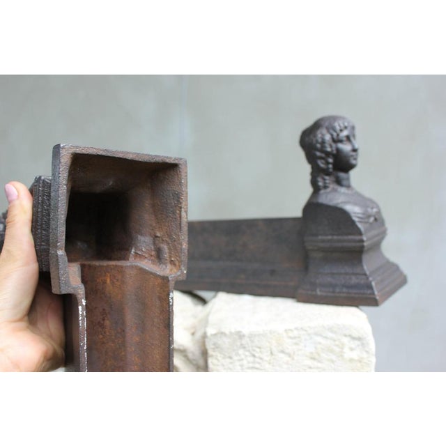 Metal Vintage Cast Iron Fireplace Andirons, Set of 2 For Sale - Image 7 of 9