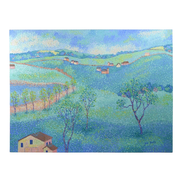 Late 20th Century Fine Modern Pointillist / Impressionist Landscape Painting Signed For Sale