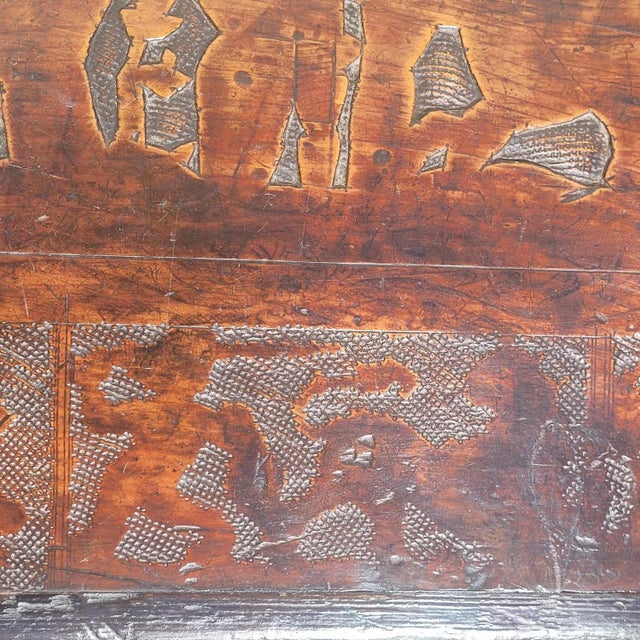 Brown Pyrography-Decorated Cedar Chest, 1600s For Sale - Image 8 of 18