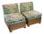 Pair of MCM Pencil Reed Rattan & Green Rose Cumming Leopard Slipper Chairs For Sale