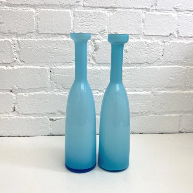 1960s Holmegaard Cased Glass Blue Carnaby Vases - Set of 2 For Sale In San Francisco - Image 6 of 6