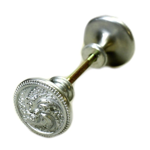 Traditional Vintage Nickeled Brass Swirl Entry Door Knobs For Sale - Image 3 of 4