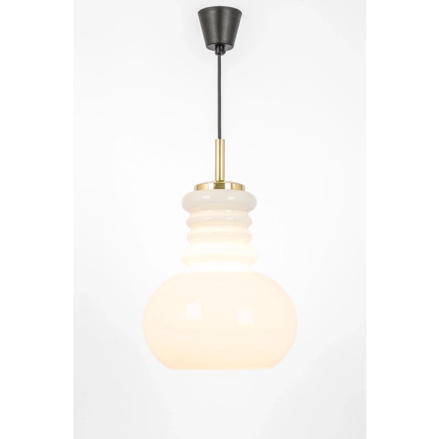 Large German Pendant Light in White Opal Glass from Peill & Putzler, 1970 For Sale - Image 4 of 10