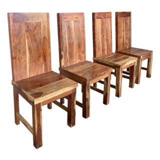 Acacia and Mango Dining Chairs, Set of 4 For Sale