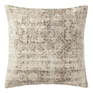 Amber Lewis x Loloi Larkspur Antique Ivory / Graphite 22" x 22" Cover with Down Pillow