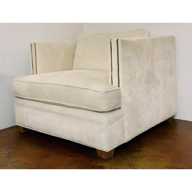 Caracole Couture Modern White Velvet Club Chair For Sale - Image 9 of 9