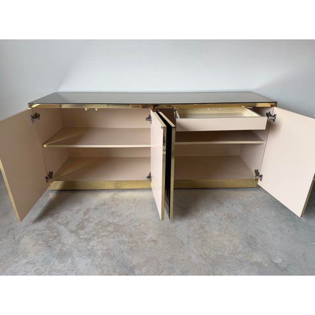 1970s Hollywood Regency Ello Brass & Beveled Mirror Credenza Sideboard For Sale - Image 10 of 17