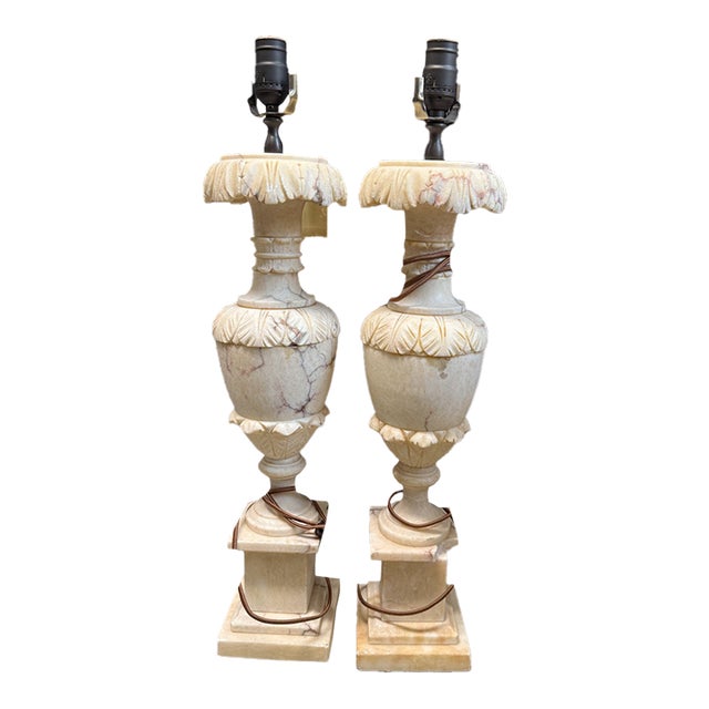 Alabaster Lamp Set For Sale