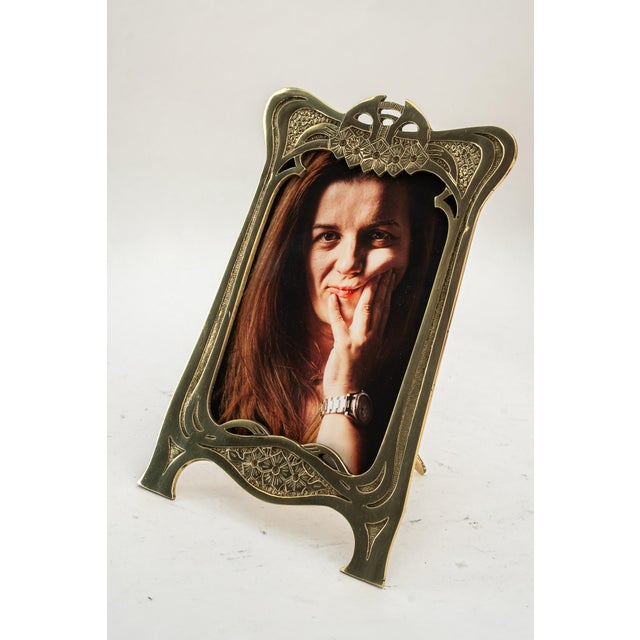 Jugendstil Brass Picture Frame with Glass, 1908 For Sale - Image 4 of 11