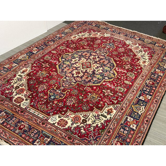 6ft 7in × 9ft 6in Persian Tabriz Area Rug, Vintage For Sale - Image 9 of 12