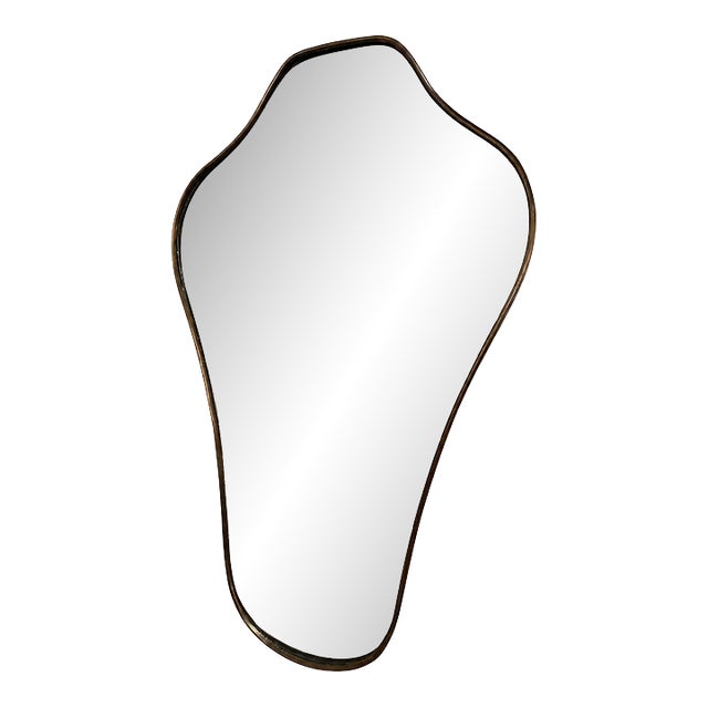 Italian Freeform Brass Wall Mirror For Sale