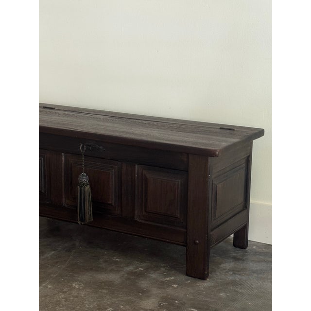 Late 20th Century 1800s Antique English Oak Coffer Blanket Chest For Sale - Image 5 of 8