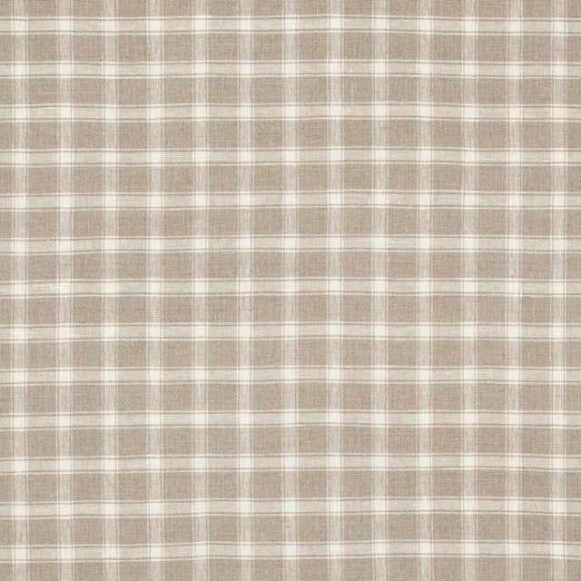 Sample - Schumacher Crawford Linen Check Fabric in Flax For Sale