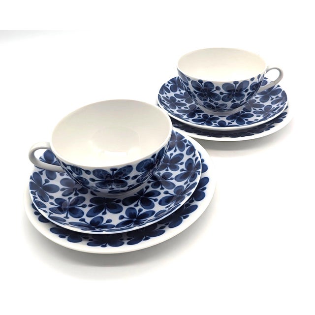 Mid 20th Century 1960s Vintage Rorstrand "Mon Amie" Breakfast Cups, Saucers & Bread and ButterPlate Set- 6 Pieces For Sale - Image 5 of 11