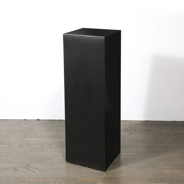 Paper Mid-Century Modernist Matte Black Laminate Pedestal For Sale - Image 7 of 9