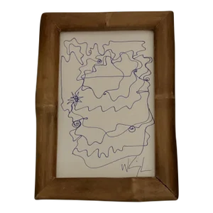 1980’s Original Wayne Cunningham Small Abstract Ink Drawing Tabletop Frame