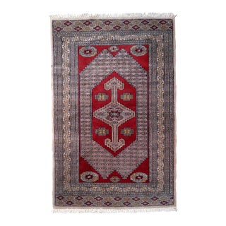 1970s Handmade Vintage Uzbek Bukhara Rug 3.2' X 5.1' For Sale