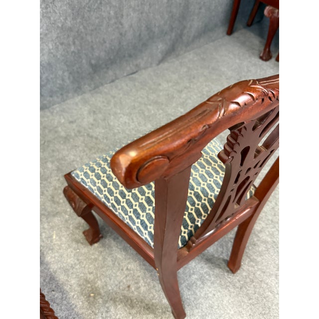 Late 20th Century Set of 8 Carved Mahogany Chippendale-Style Dining Chairs For Sale - Image 12 of 13
