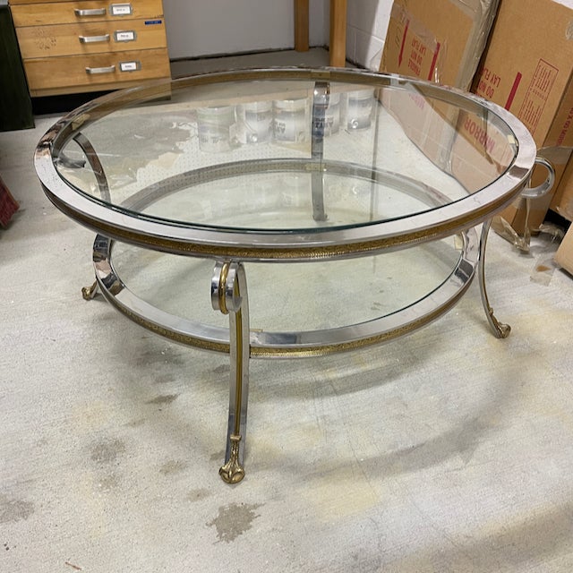 Vintage Glass Top Chrome Gueridon Coffee Table With Claw and Ball Feet For Sale In Washington DC - Image 6 of 12
