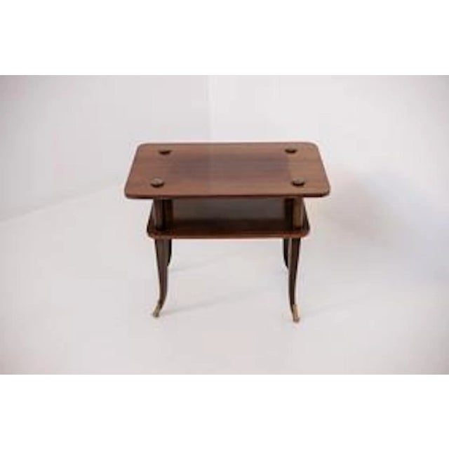 Mid-Century Italian Wood and Brass Coffee Table For Sale - Image 4 of 5