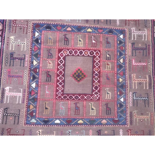 Nice late 20th century shahsavand embroidered Kilim with Sumak method at designed parts and simple woven method on field,...