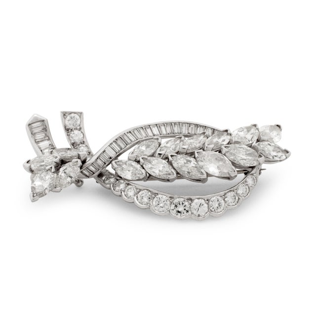 Platinum Diamond Brooch Pendant For Sale - Image 4 of 6