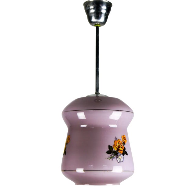 Small Violet Glass Pendant Lamp from EMI, 1940s For Sale