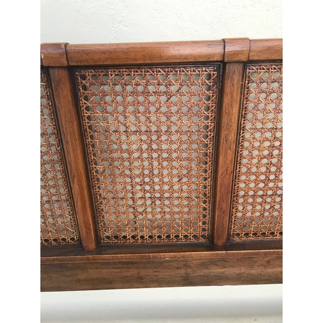 Vintage Drexel Accolade Queen Cane Campaign Headboard Brass Corners