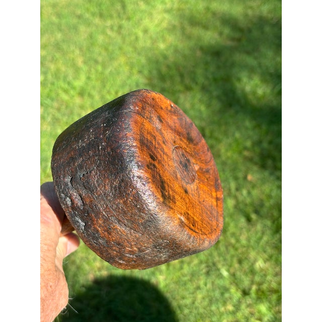 Wood Very Early Rustic Wooden Mallet For Sale - Image 7 of 7