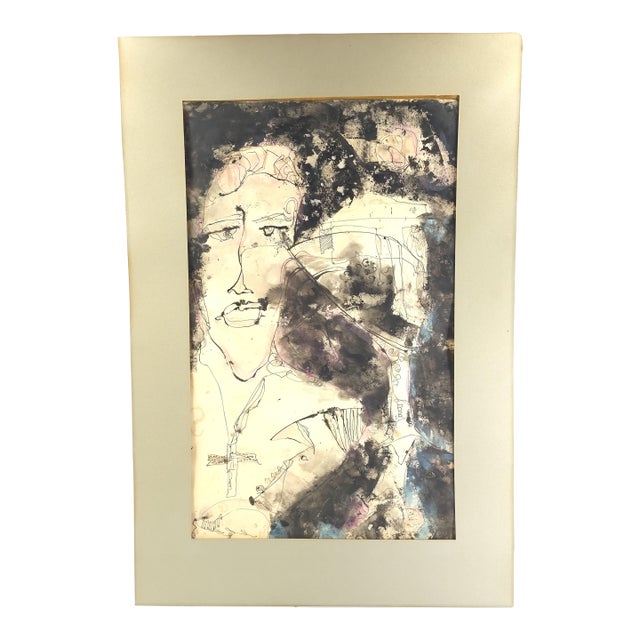 Charles Keeling Lassiter Abstract Expressionist Mixed Media Ink & Watercolor Gouache on Paper 1962 For Sale