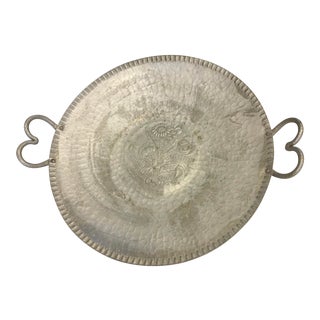Mid Century Aluminum Serving Tray with Handles For Sale