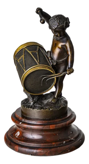 Small Sculpture of a Drumming Child, Late 19th Century, Bronze